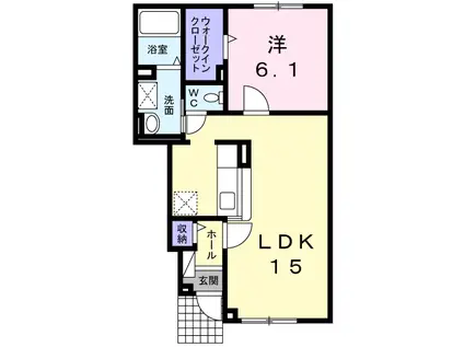 滝川市東町7丁目1LDKアパート(1LDK/1階)の間取り写真