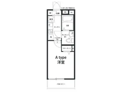 ラフィットII(1K/2階)の間取り写真