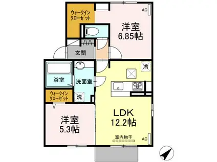 セレーノ 101(2LDK/1階)の間取り写真
