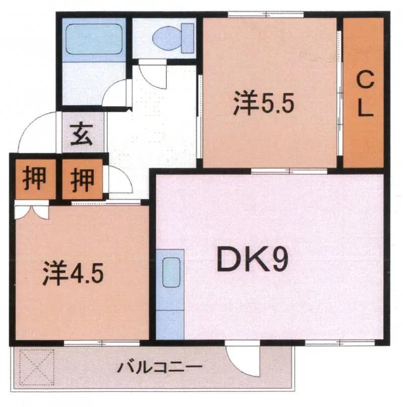 マンションエンゼル(2DK/2階)の間取り写真