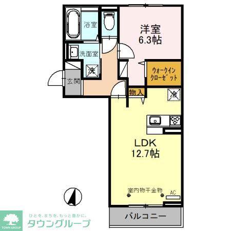 BLISS(1LDK/2階)の間取り写真