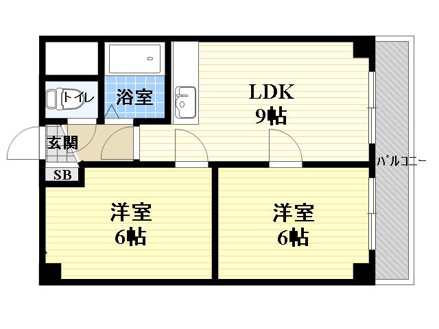 雅叙園ハイツ(2LDK/7階)の間取り写真