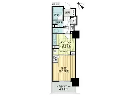 ライオンズタワー池袋(1DK/5階)の間取り写真