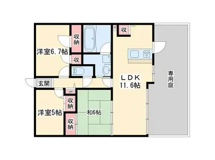 センチュリー粟津(3LDK/1階)の間取り写真