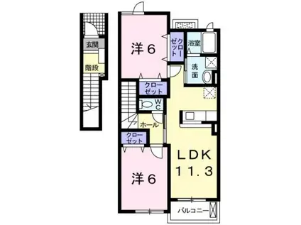 ブリランテ ウノ(2LDK/2階)の間取り写真