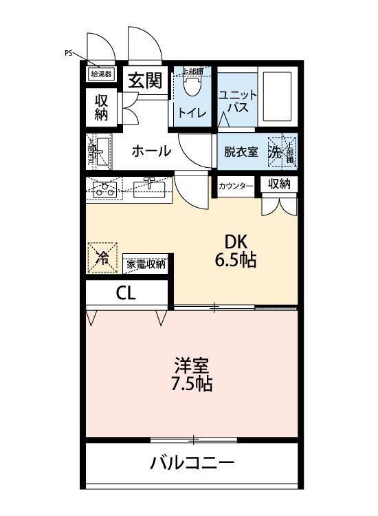 ドミール桐ケ谷(1DK/1階)の間取り写真