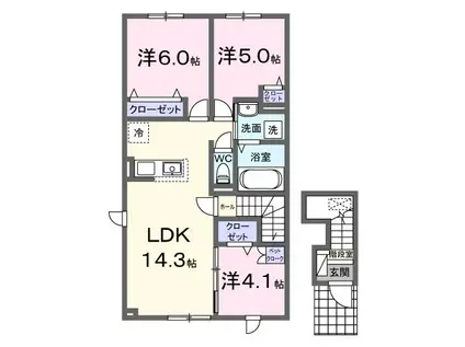 ボヌール 松風II(3LDK/2階)の間取り写真
