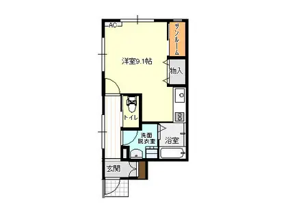 アバンティ旭ヶ丘(ワンルーム/1階)の間取り写真