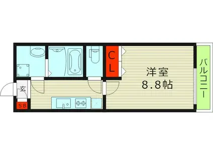 KSロイヤル大阪城(1K/1階)の間取り写真