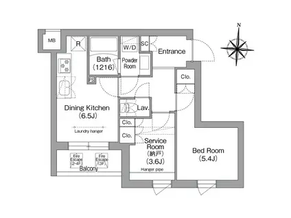 コンフォリア・リヴ南品川(1SDK/2階)の間取り写真