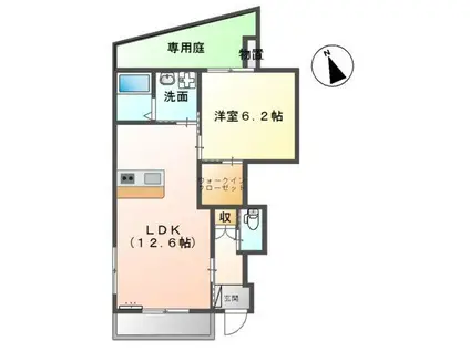 リヴェール(1LDK/1階)の間取り写真