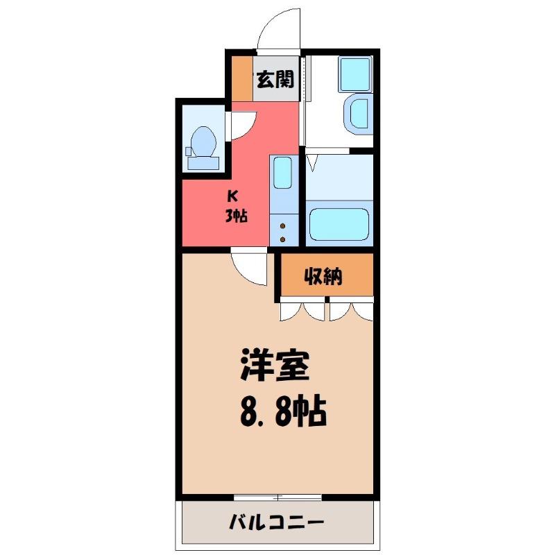 ファインフレーブ(1K/2階)の間取り写真