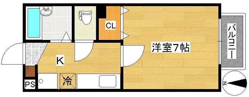 メゾンかざみ(1K/1階)の間取り写真