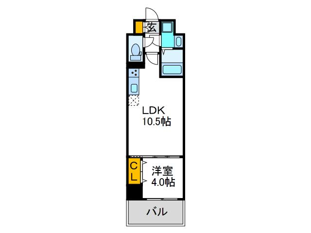 プライムステージ弁天町(1LDK/2階)の間取り写真