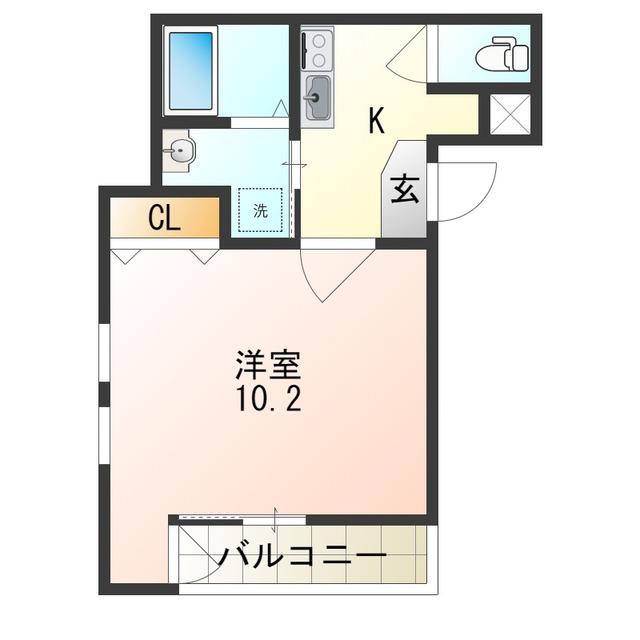 フジパレス粉浜II番館(1K/2階)の間取り写真