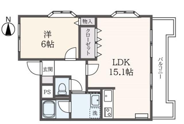 エミール町田 C棟(1LDK/2階)の間取り写真