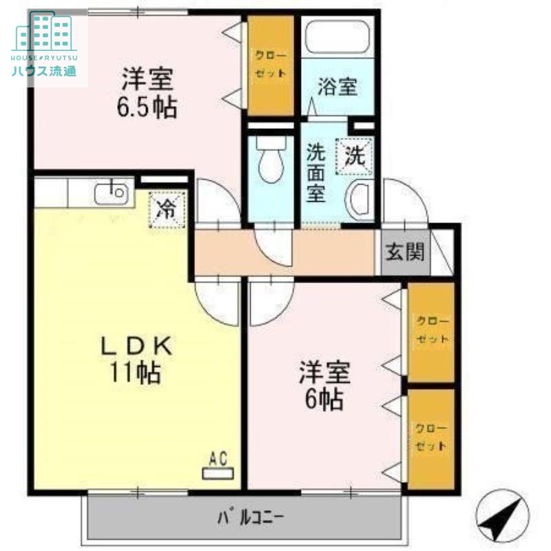 サンライズ豊A(2LDK/2階)の間取り写真