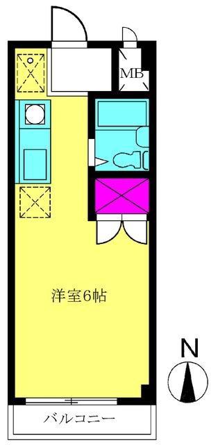 クレスト北町(1K/3階)の間取り写真