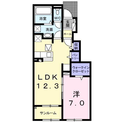 ONE&ONLY II(1LDK/1階)の間取り写真