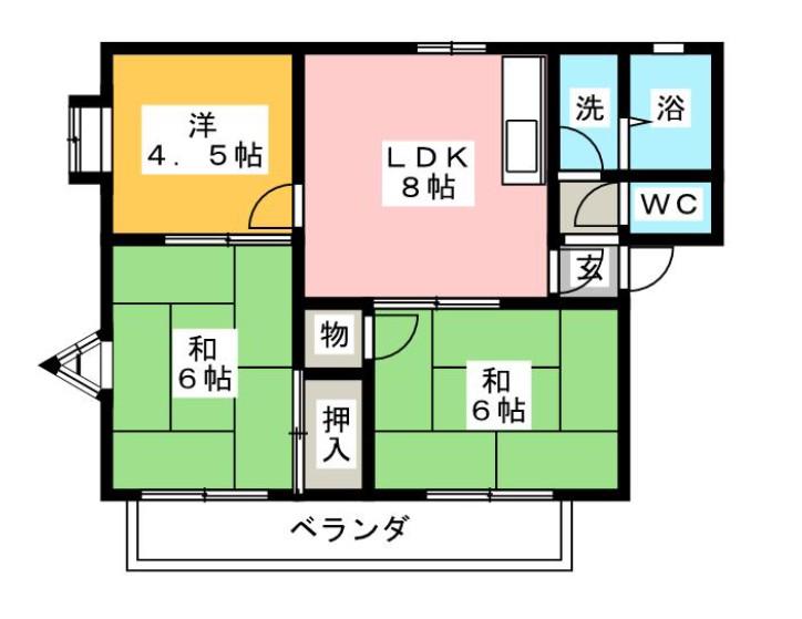 サンライフ伴野B(3DK/2階)の間取り写真