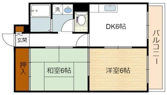 レナジア住之江公園前(2DK/4階)の間取り写真