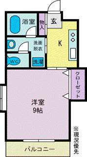 エイブルN(1K/2階)の間取り写真