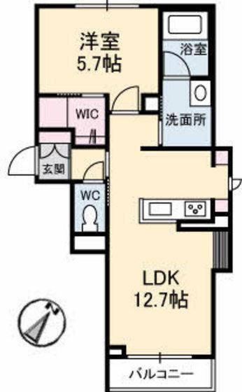 LUANA(1LDK/2階)の間取り写真