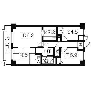 グラン・ディア新瑞(2SLDK/12階)の間取り写真