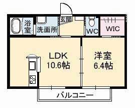 ローズ・パールA棟(1LDK/2階)の間取り写真