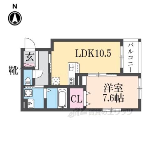 シャルマン唐橋南Ⅱ(1LDK/2階)の間取り写真