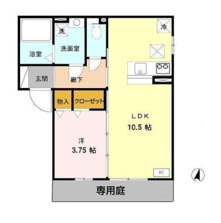 コスモス(1LDK/1階)の間取り写真