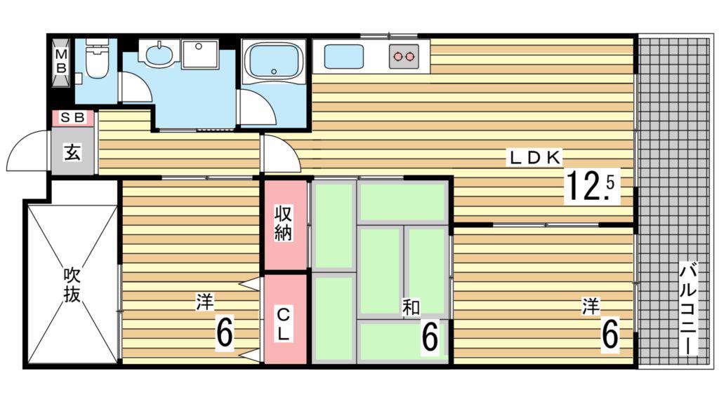 クレストコート(3LDK/4階)の間取り写真