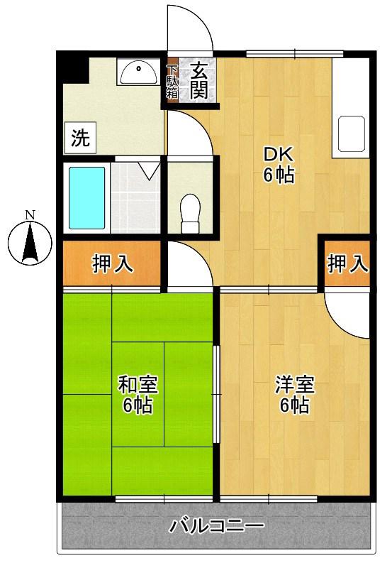 プレミール向ヶ丘(2DK/1階)の間取り写真