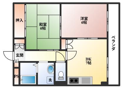 サンクレール宮山(2DK/2階)の間取り写真