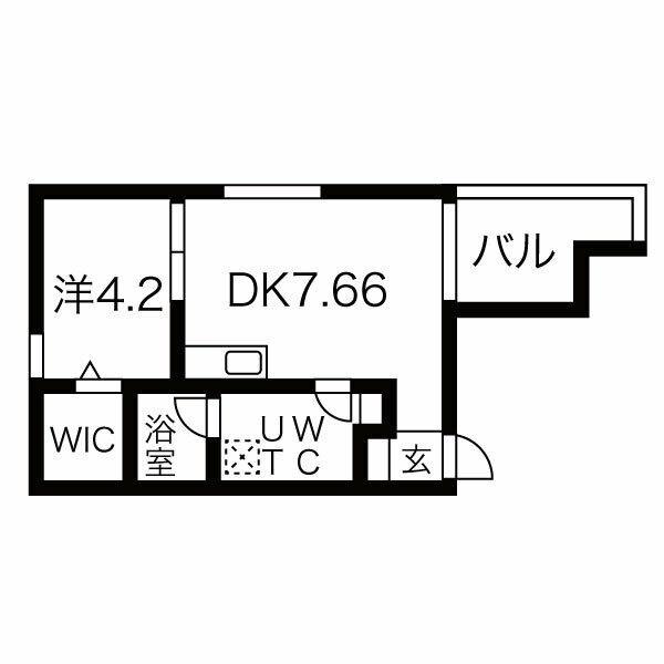 PRECHER 道徳通(1DK/2階)の間取り写真