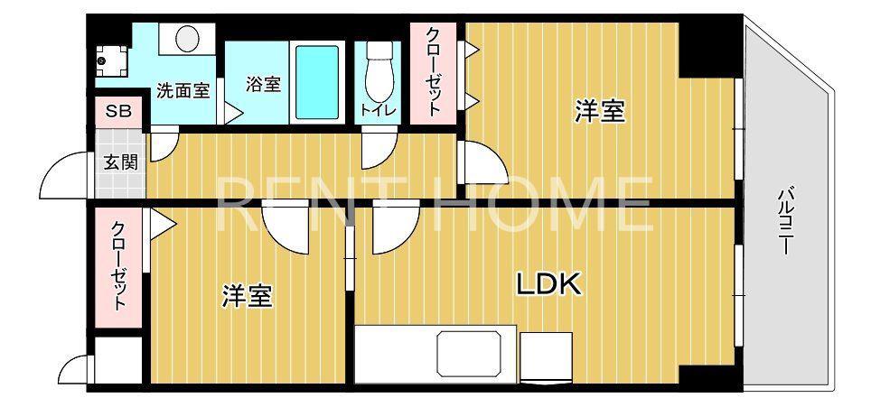 リアライズ今里南(2DK/7階)の間取り写真