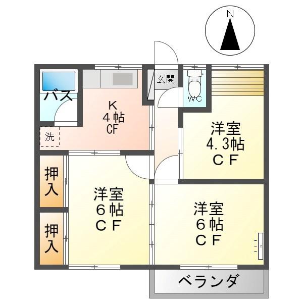 国分コーポ(3K/2階)の間取り写真