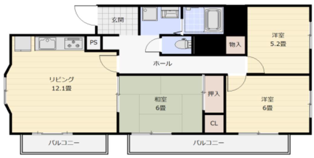 グランメール(3LDK/4階)の間取り写真