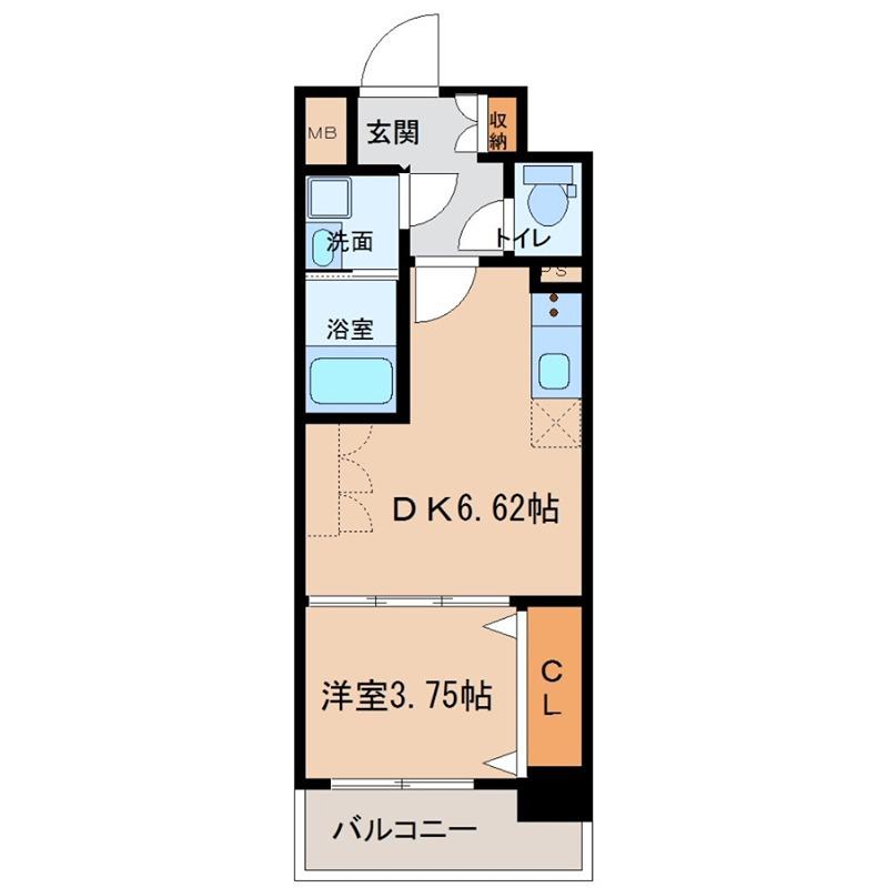 メルベージュ布施(1DK/9階)の間取り写真