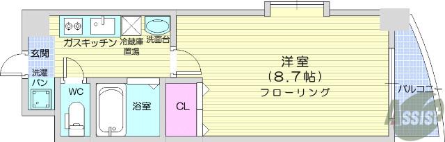 LA DOUCEUR宮町(1K/7階)の間取り写真
