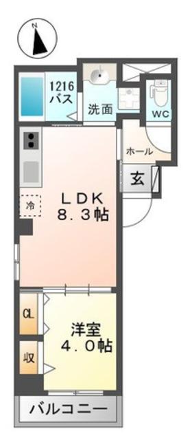 シャンヴィラージュIII(1LDK/2階)の間取り写真