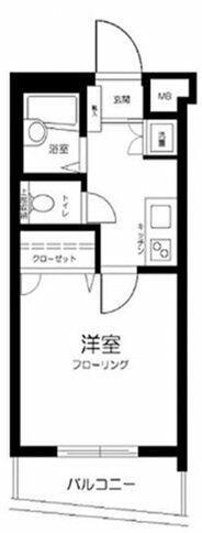 エスコート渋谷(1K/2階)の間取り写真