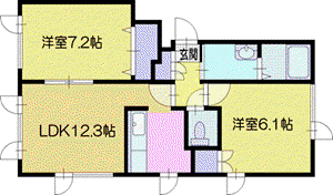 白南ハイツ7(2LDK/2階)の間取り写真