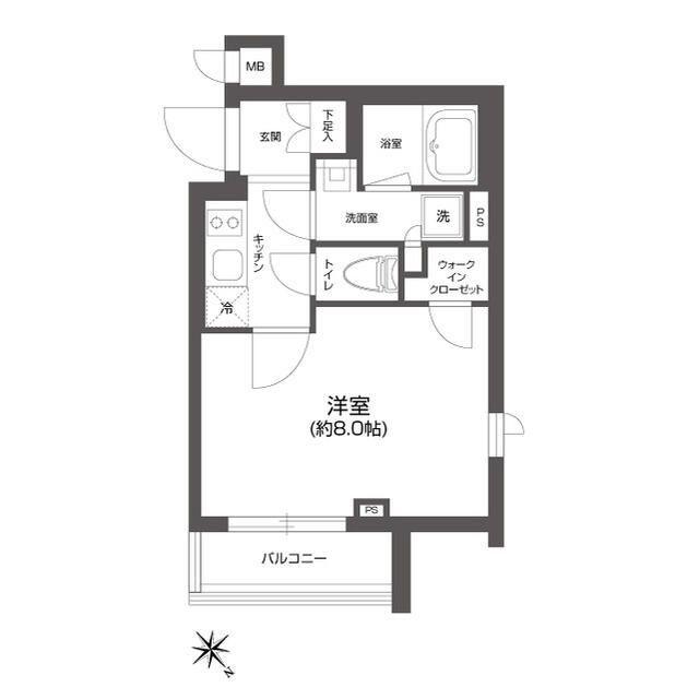 グランパセオ四谷若葉(1K/2階)の間取り写真