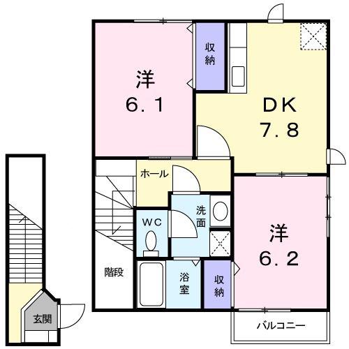 バードック A(2DK/2階)の間取り写真