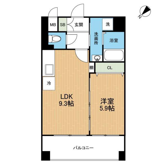 スプランドゥール新屋敷(1LDK/3階)の間取り写真