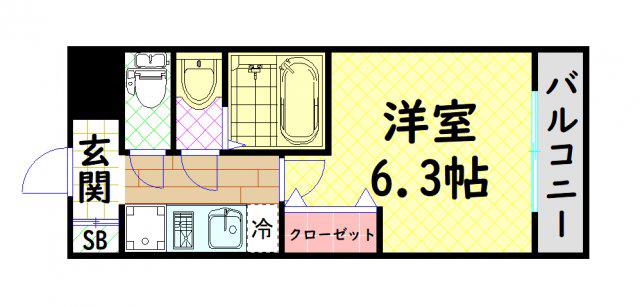 アドバンス大阪ドーム前アヴェニール(1K/2階)の間取り写真