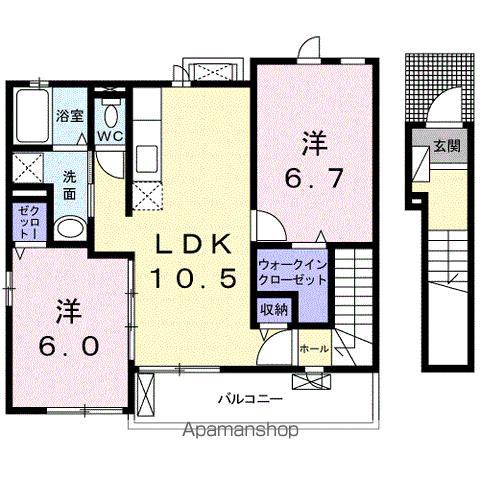 ソレイユ アサヒ(2LDK/2階)の間取り写真