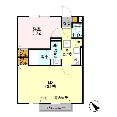 IRマスヤB棟(1LDK/1階)の間取り写真
