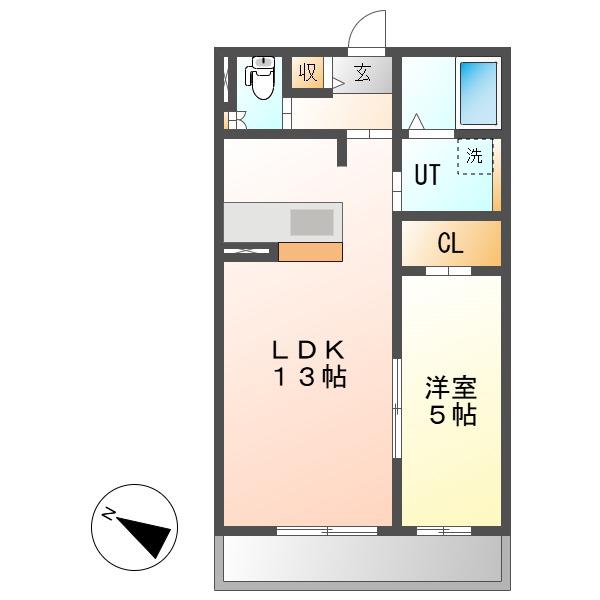 LUX御影(1LDK/3階)の間取り写真